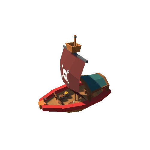 Pirate Ship 02 Skeleton B Red